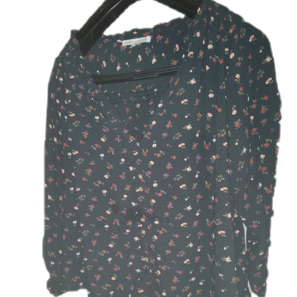Black floral blouse